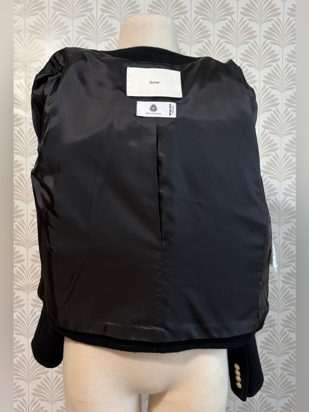 Dunst Black Bouclé Gold Button Wool Blazer Jacket - Picture 5 of 8